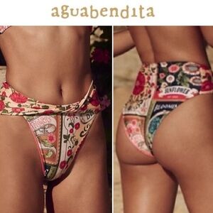 Agua Bendita Floral Lily Bottom Bikini Sz L NWT